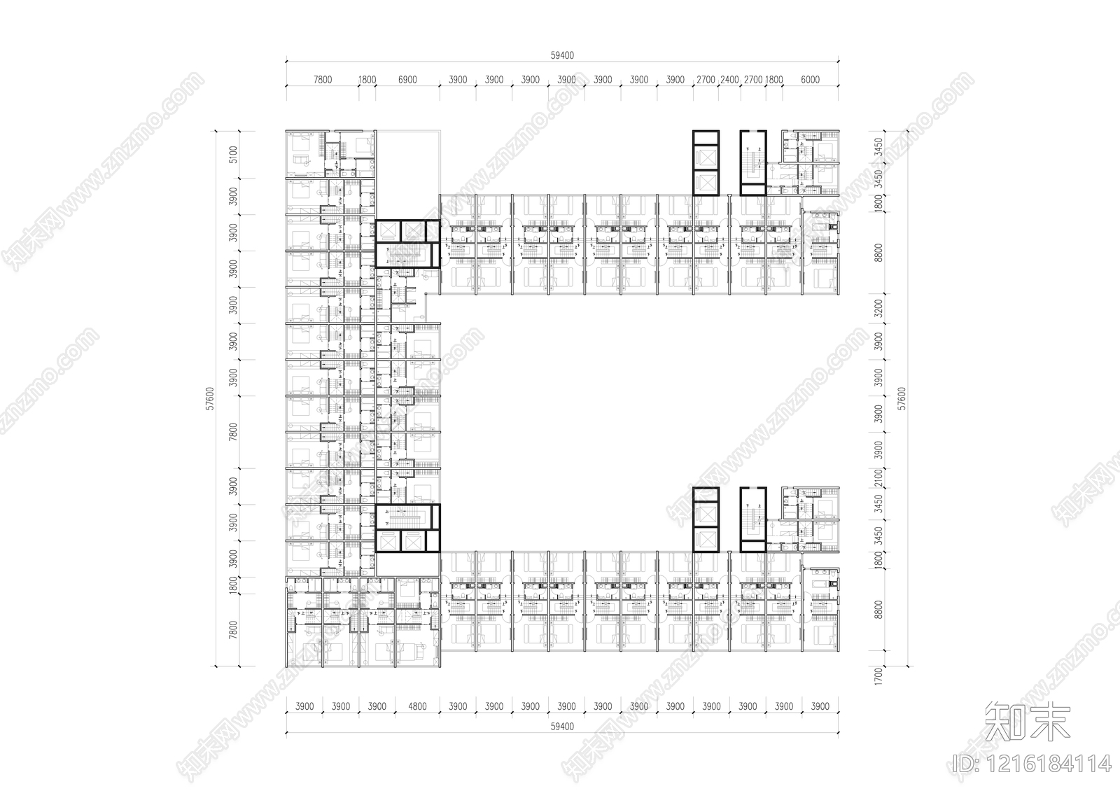 公寓建筑cad施工图下载【ID:1216184114】