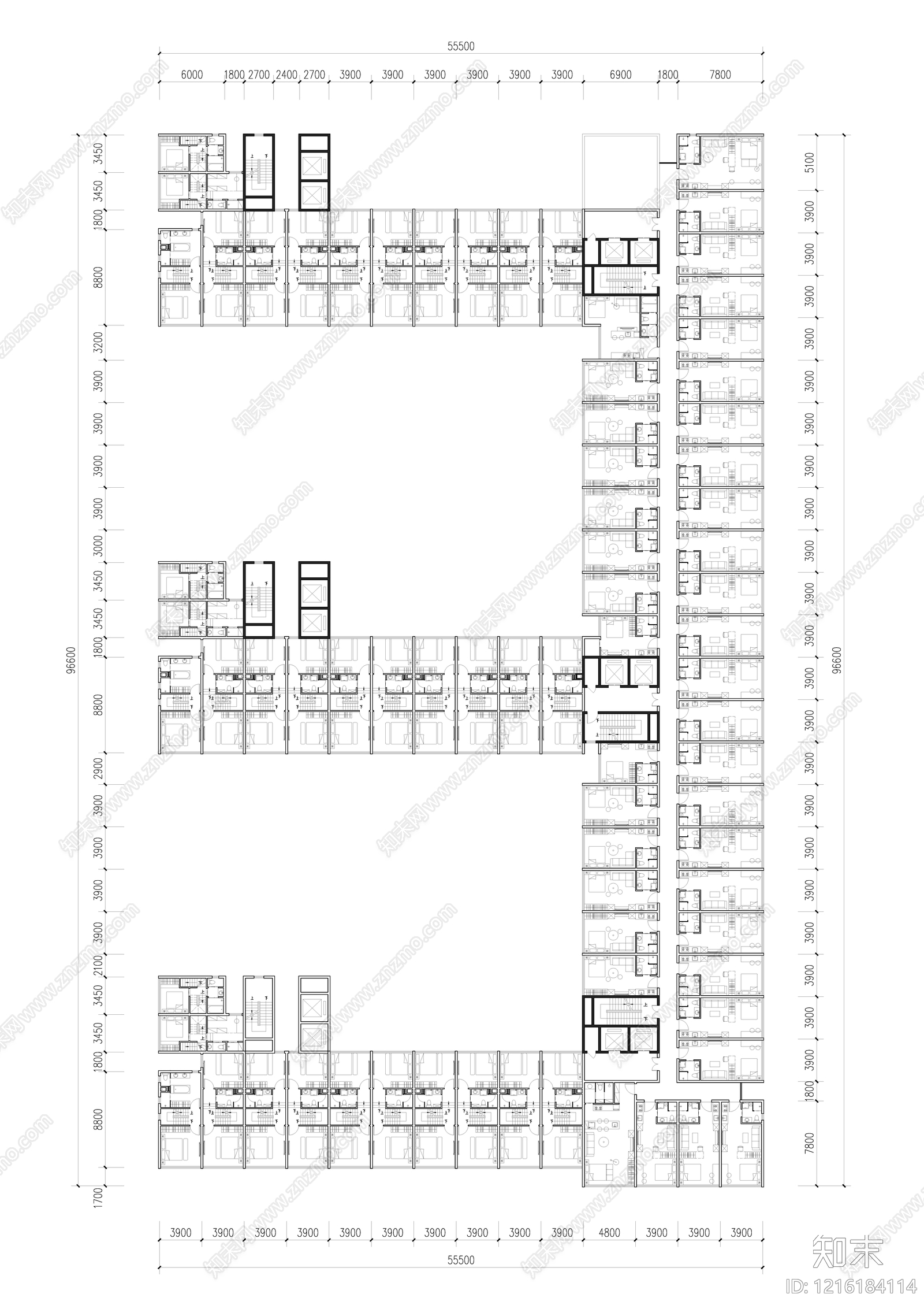 公寓建筑cad施工图下载【ID:1216184114】