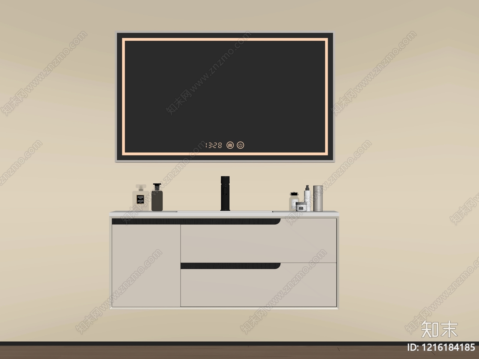 奶油风浴室柜SU模型下载【ID:1216184185】