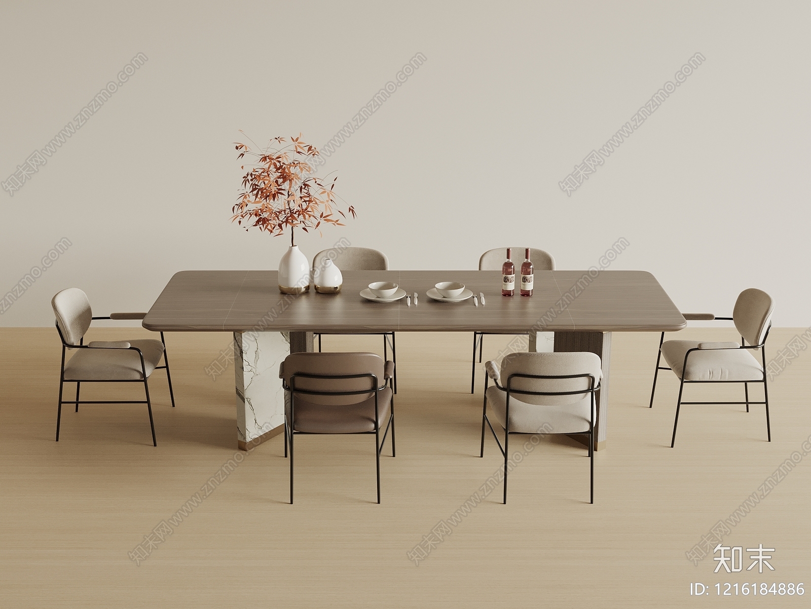 现代简约餐桌椅3D模型下载【ID:1216184886】