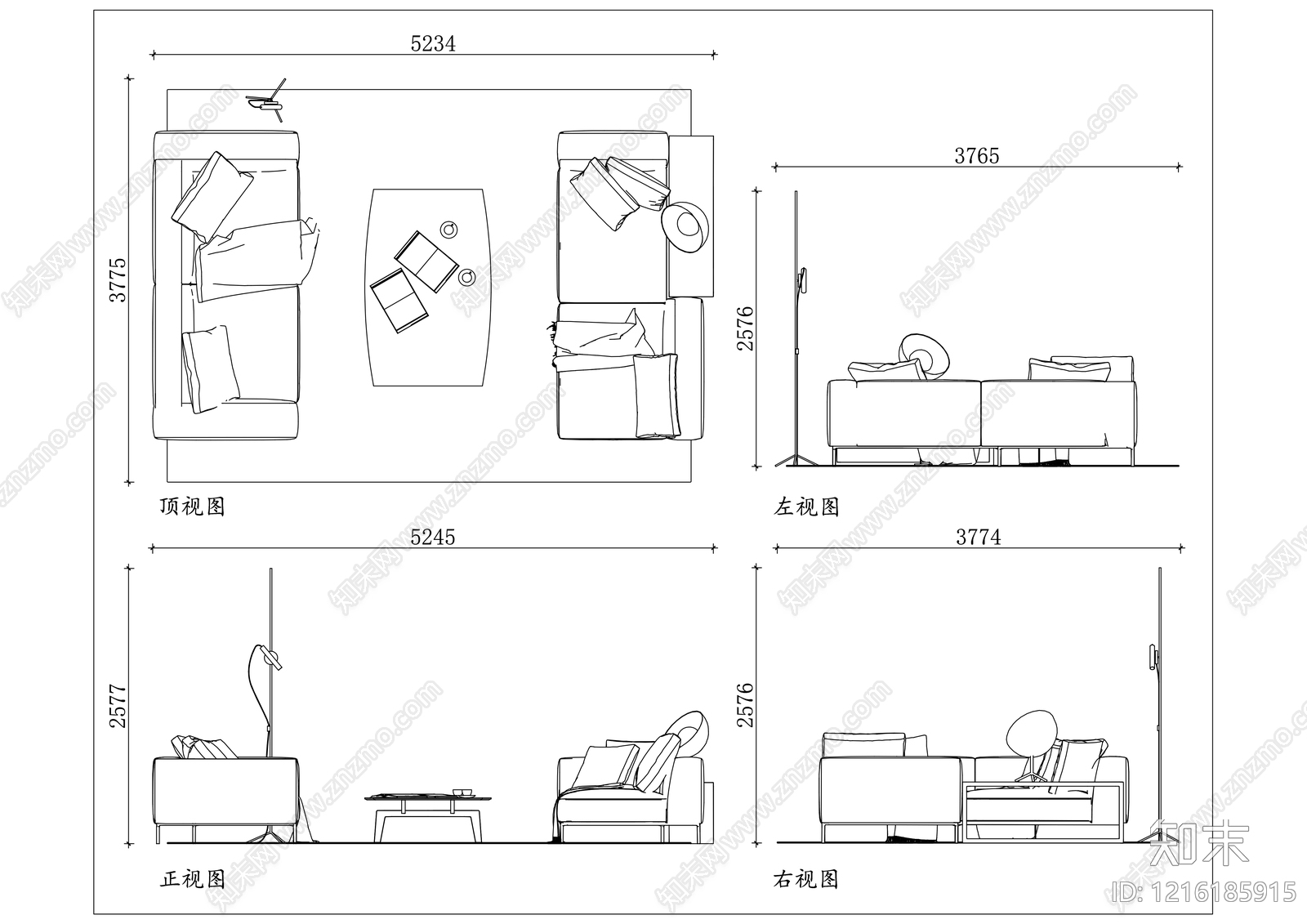 现代沙发施工图下载【ID:1216185915】