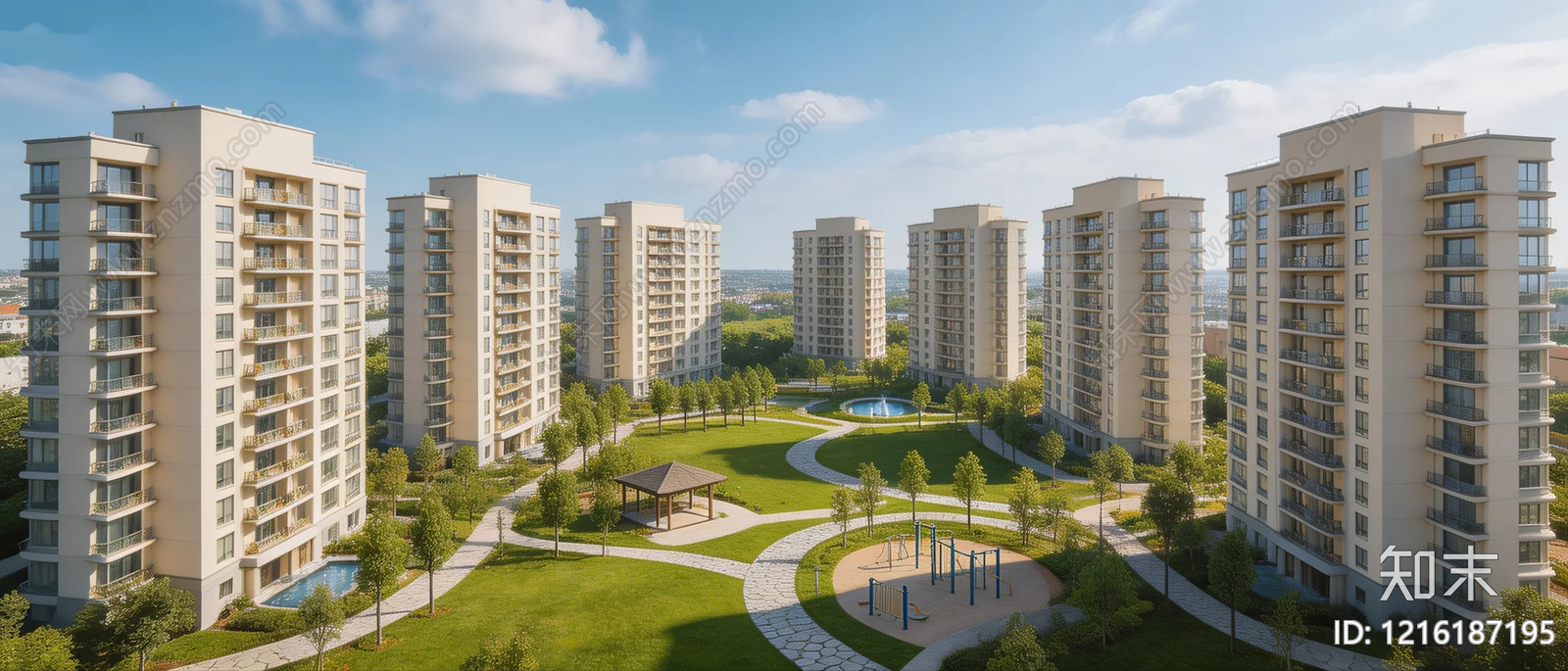 现代小区HDR贴图下载【ID:1216187195】