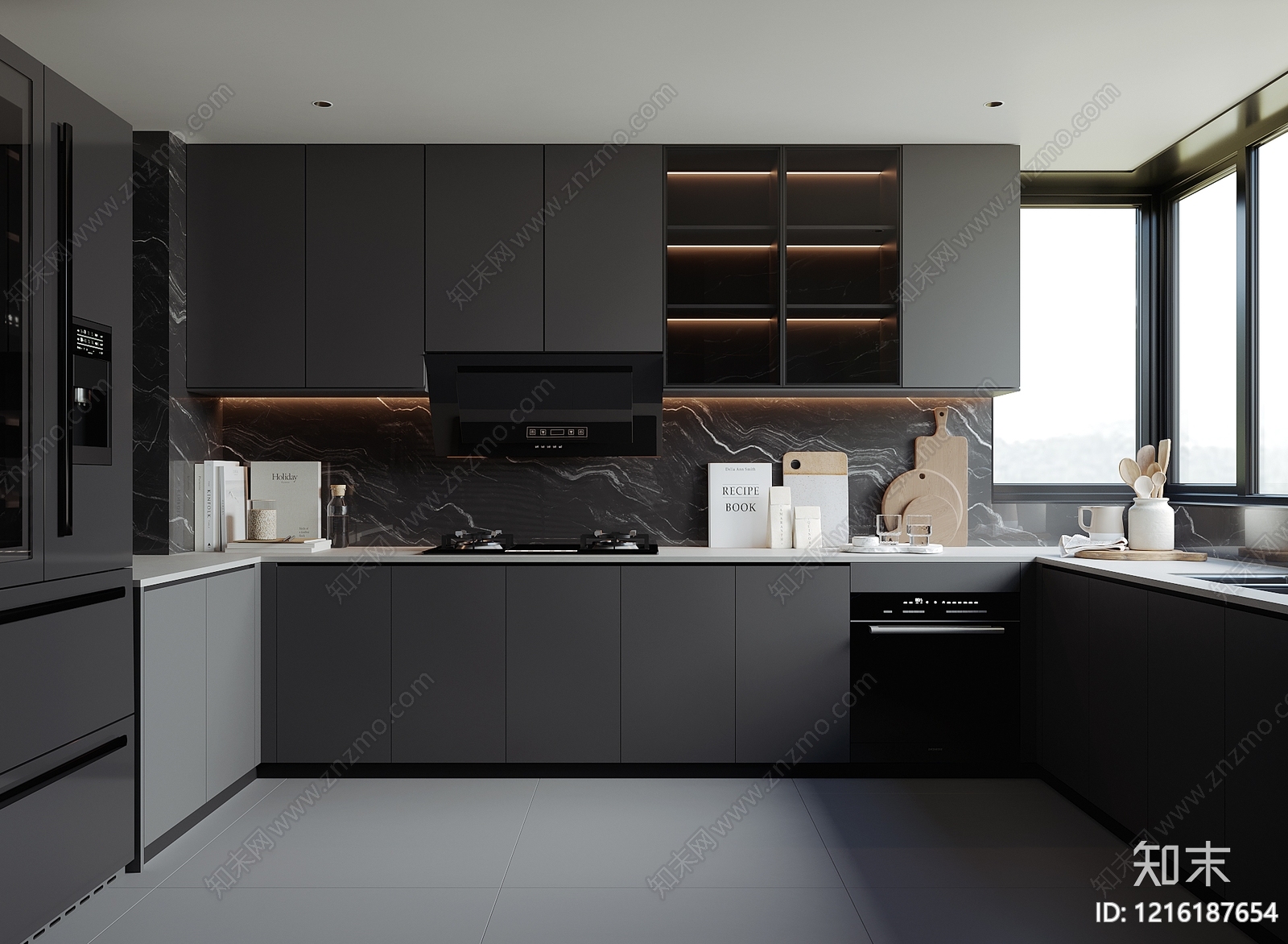 极简封闭式厨房3D模型下载【ID:1216187654】
