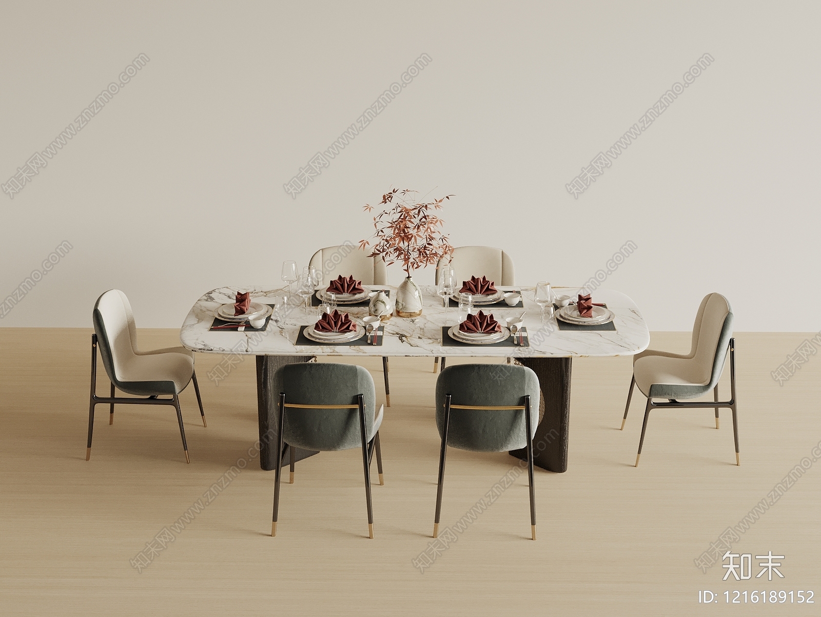 现代简约餐桌椅3D模型下载【ID:1216189152】