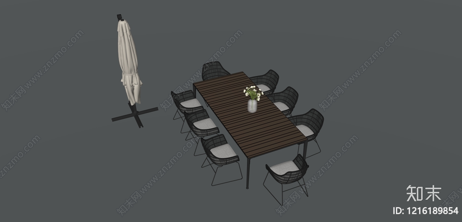 现代简约户外桌椅SU模型下载【ID:1216189854】