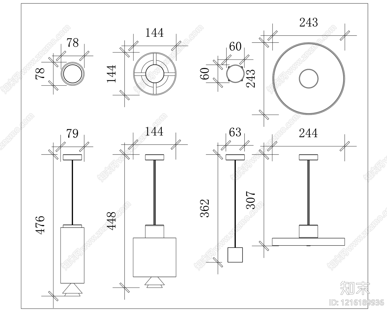 现代灯具图库施工图下载【ID:1216189936】