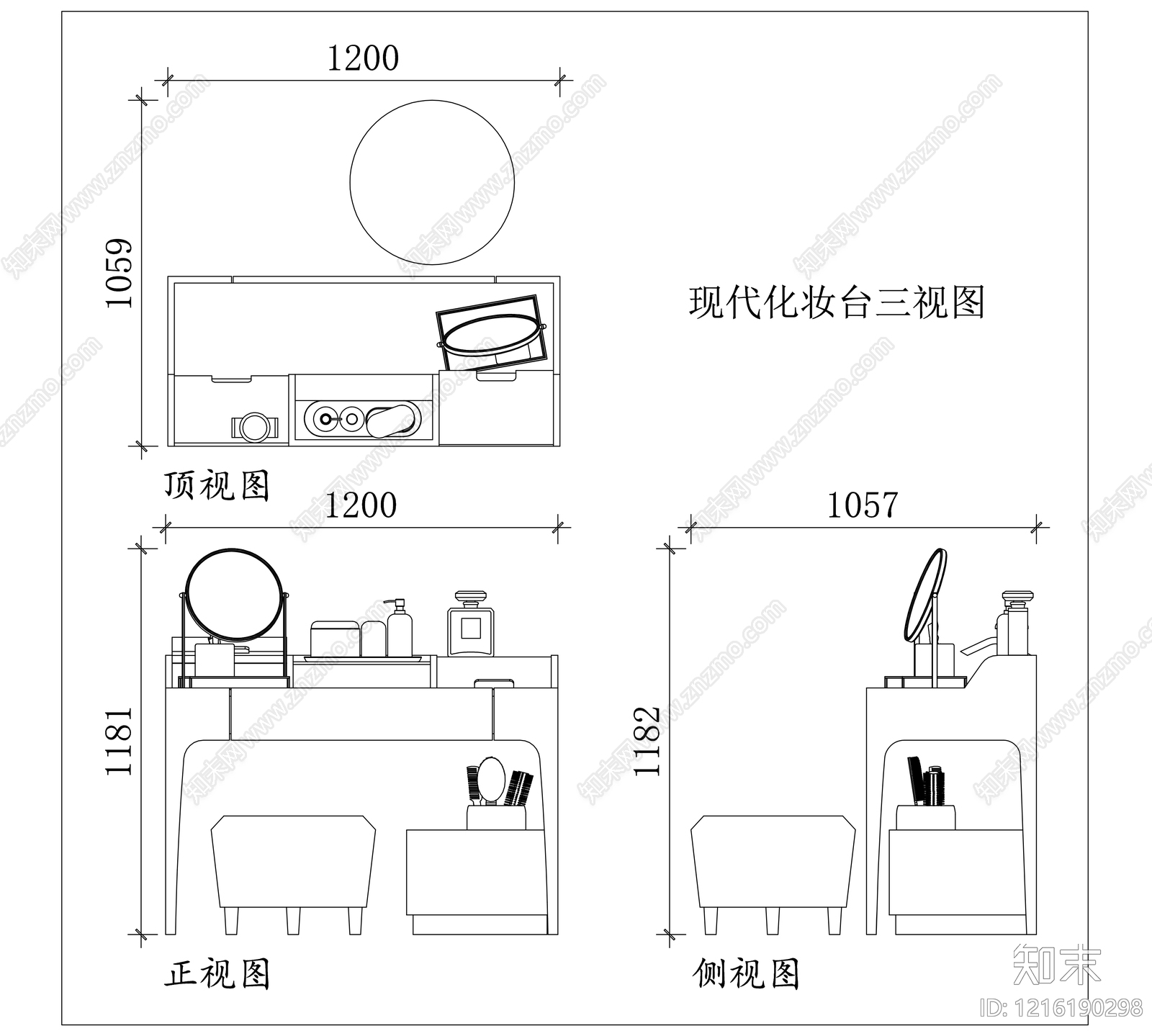 家具三视图施工图下载【ID:1216190298】
