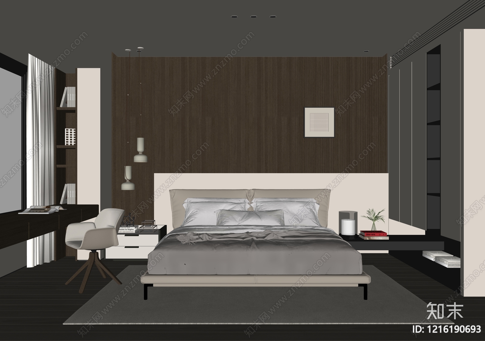 极简家居卧室SU模型下载【ID:1216190693】