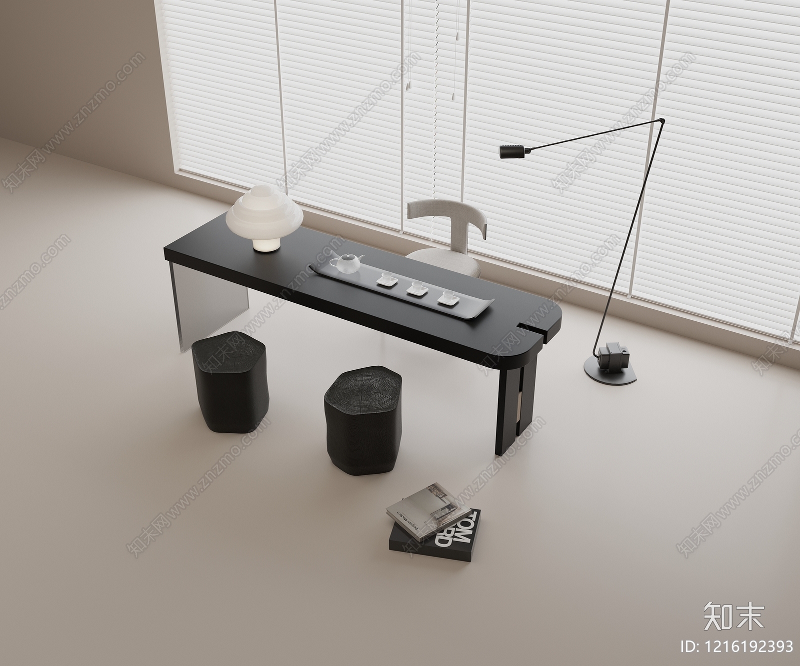 极简茶桌椅3D模型下载【ID:1216192393】
