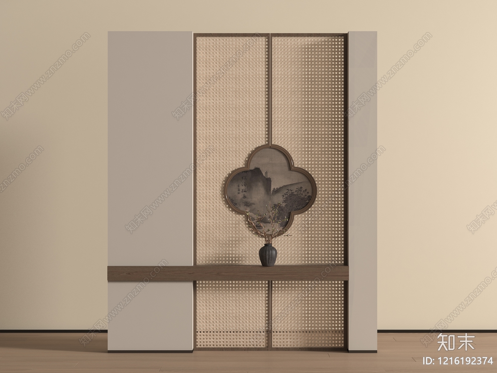 新中式玄关3D模型下载【ID:1216192374】
