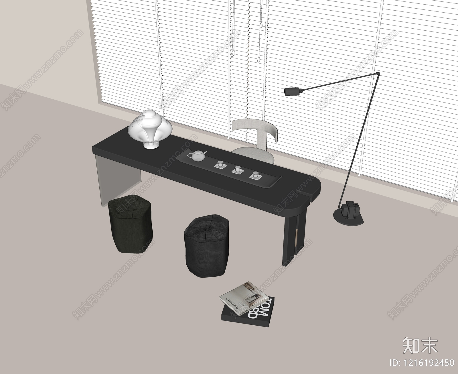 极简茶桌椅SU模型下载【ID:1216192450】