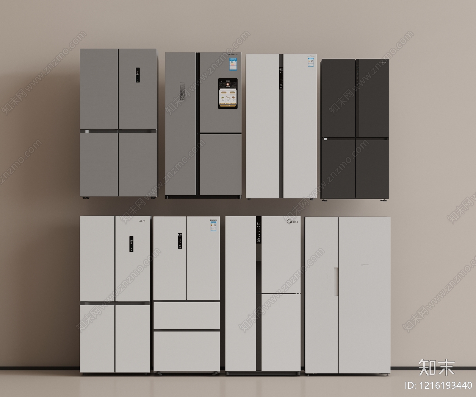 现代简约冰箱3D模型下载【ID:1216193440】