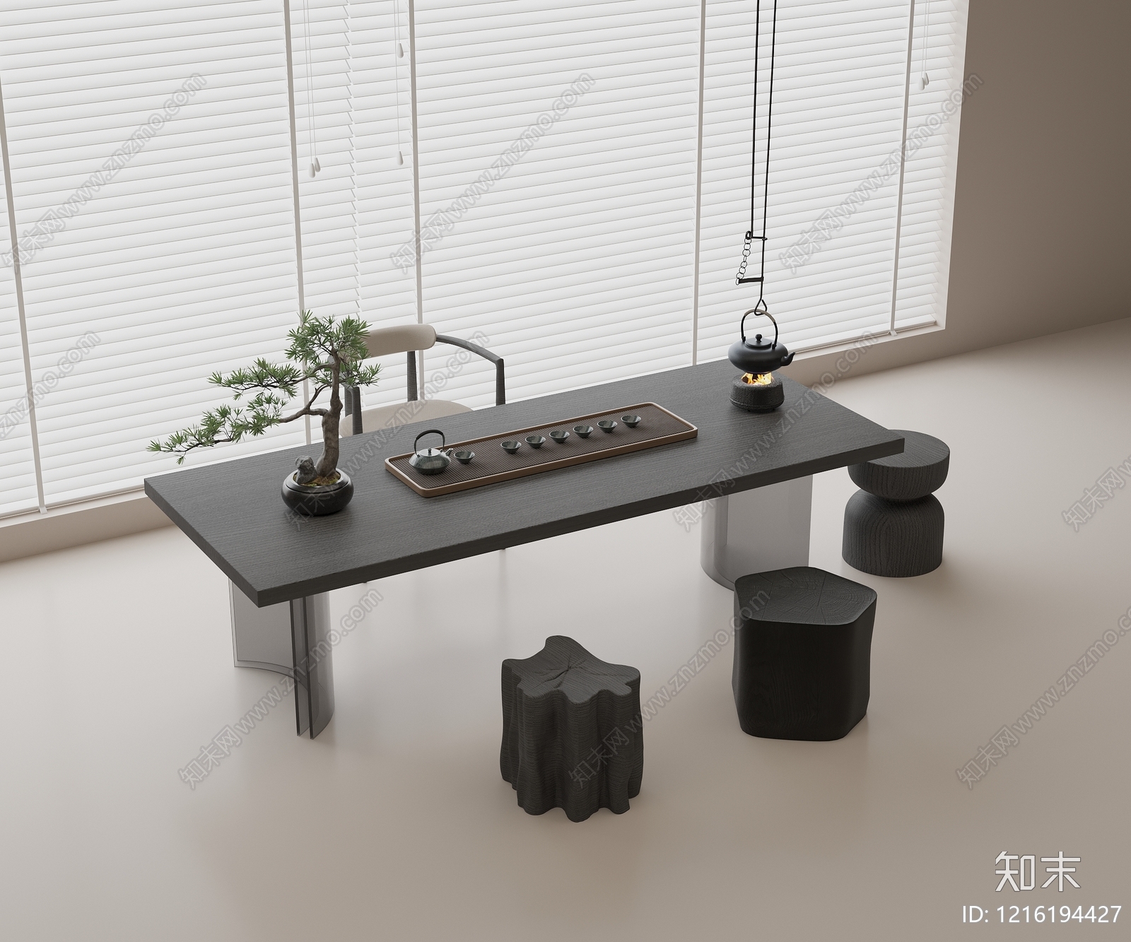 新中式茶桌椅3D模型下载【ID:1216194427】