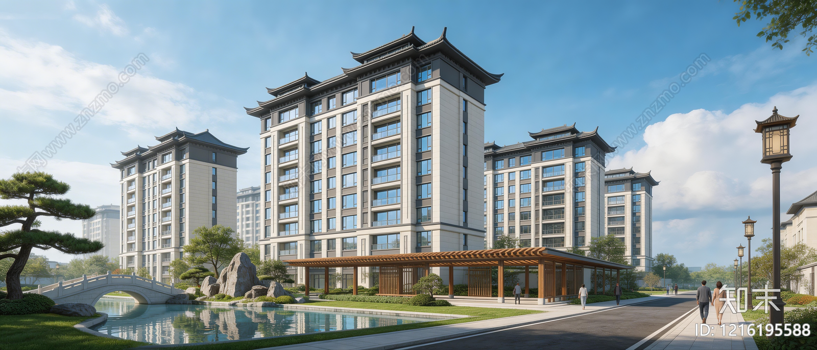 新中式小区HDR贴图下载【ID:1216195588】