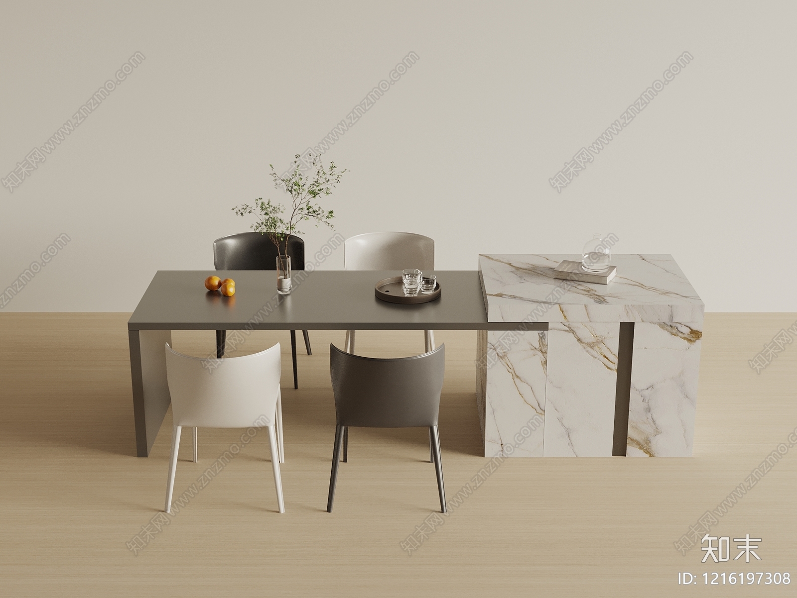 现代餐桌椅SU模型下载【ID:1216197308】