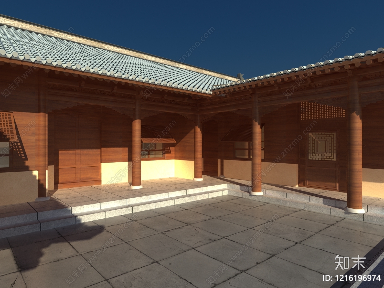 新中式四合院3D模型下载【ID:1216196974】