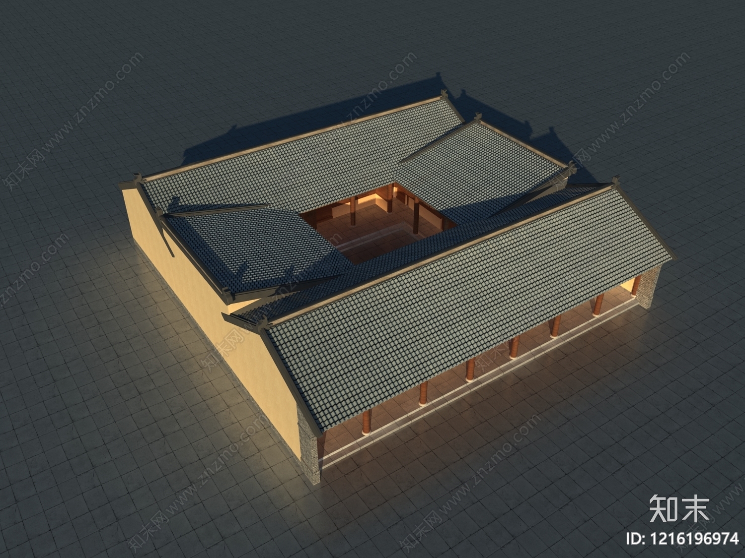 新中式四合院3D模型下载【ID:1216196974】