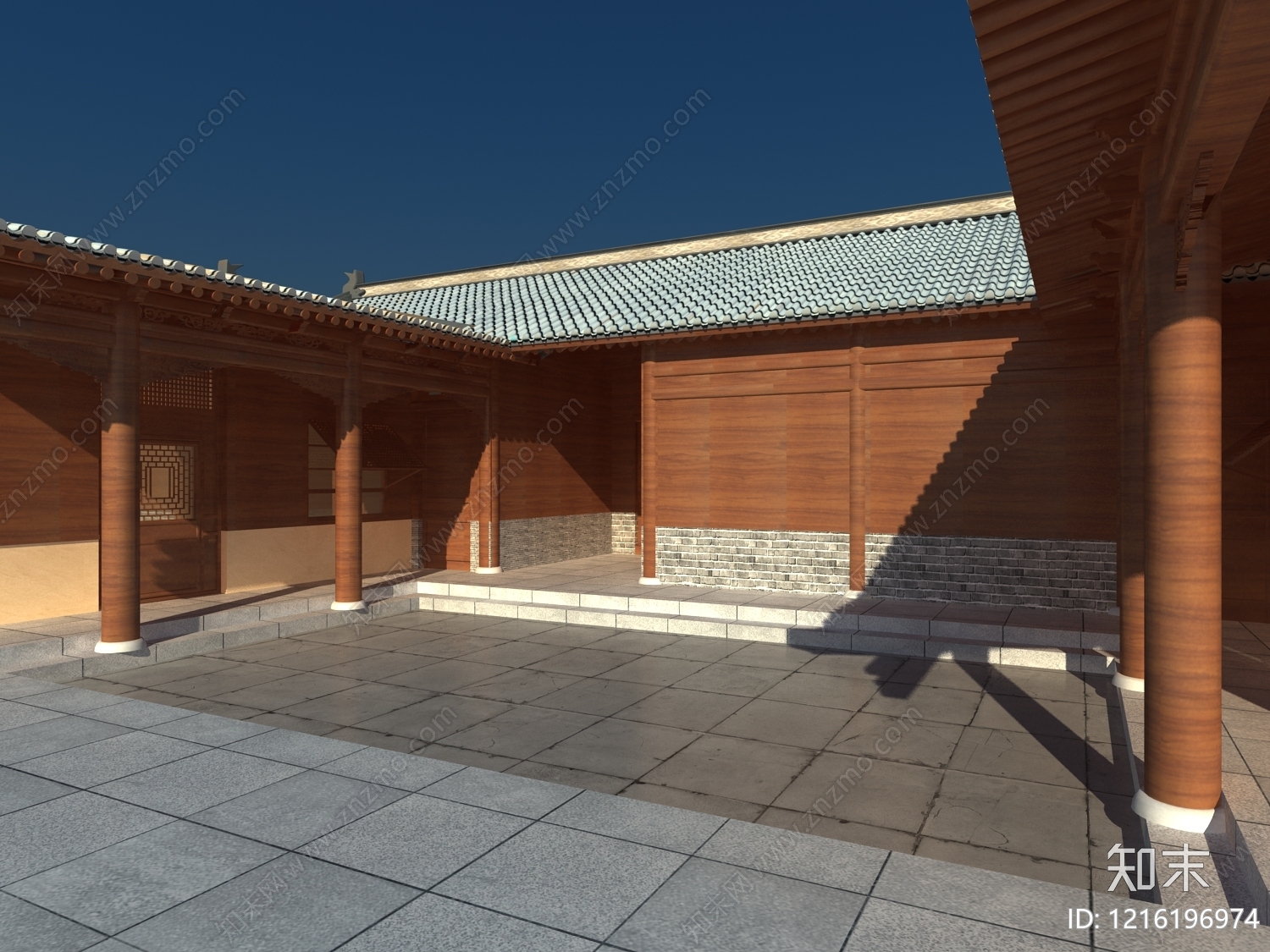 新中式四合院3D模型下载【ID:1216196974】