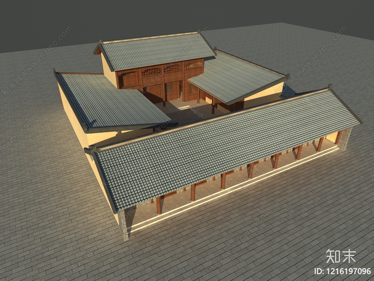 新中式四合院3D模型下载【ID:1216197096】