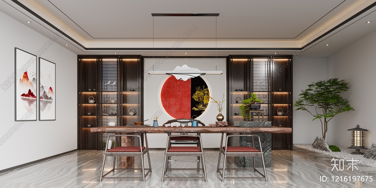 新中式茶室3D模型下载【ID:1216197675】