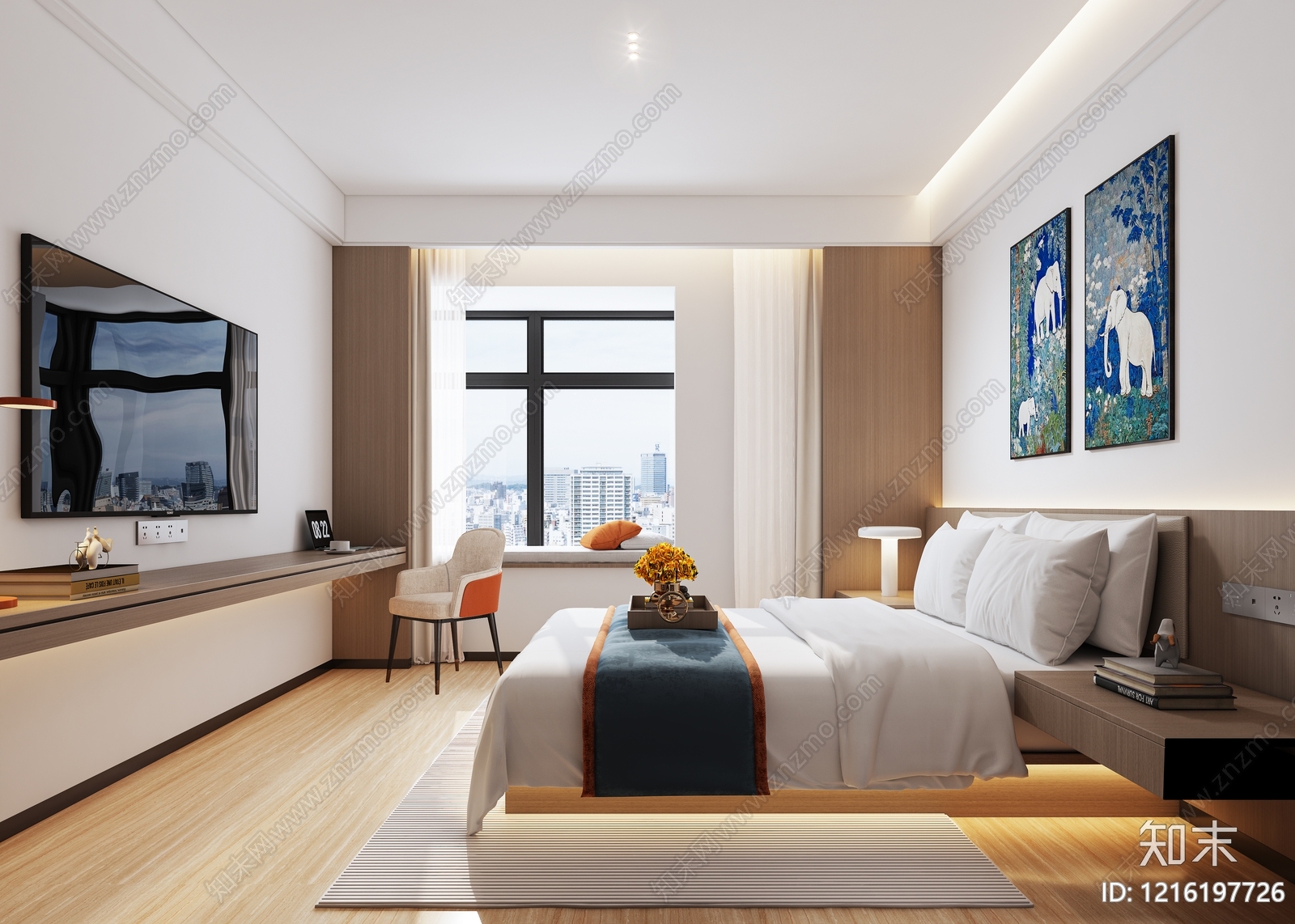 现代简约酒店客房3D模型下载【ID:1216197726】