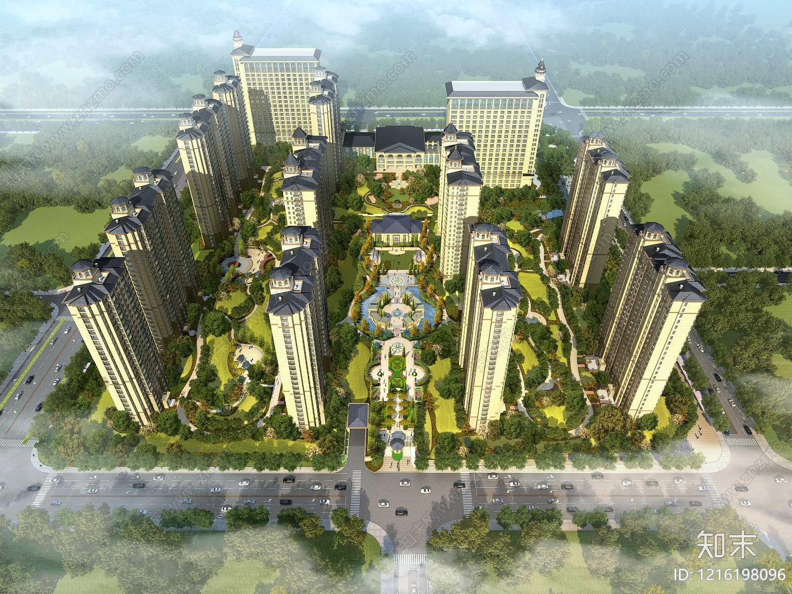 欧式小高层住宅楼3D模型下载【ID:1216198096】