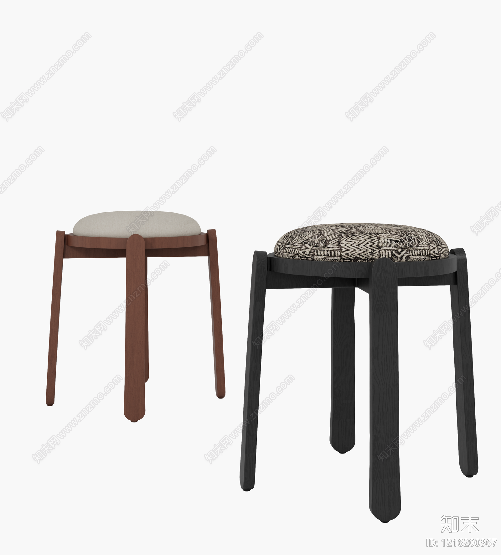 现代简约沙发凳3D模型下载【ID:1216200367】