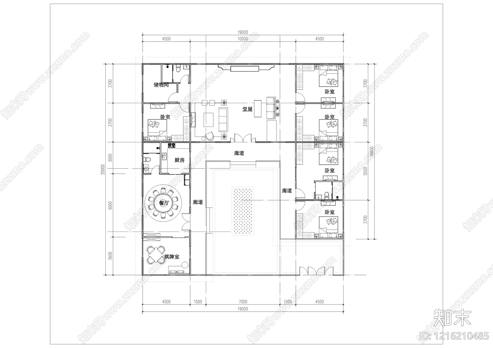 新中式别墅建筑cad施工图下载【ID:1216210485】