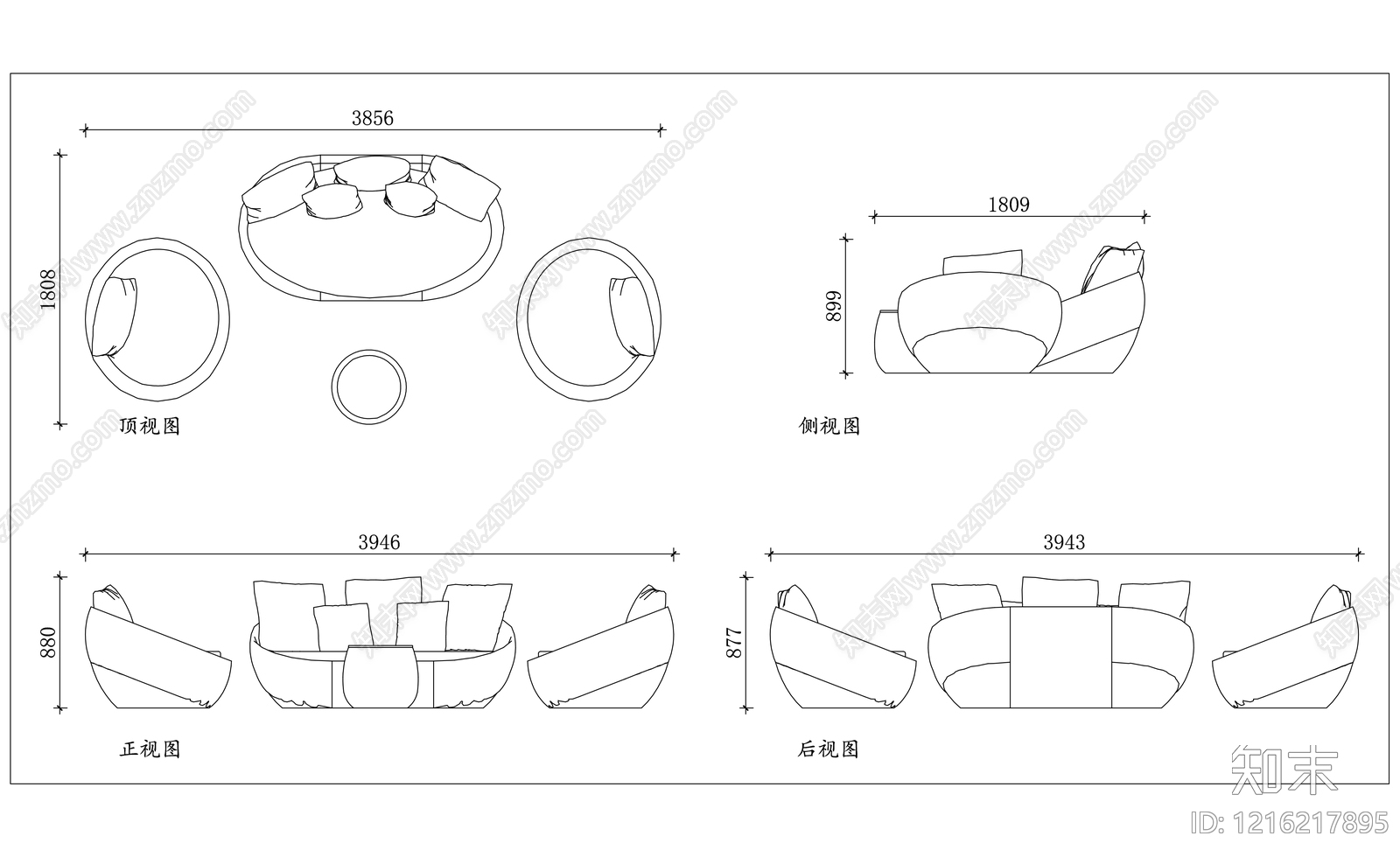 现代沙发施工图下载【ID:1216217895】