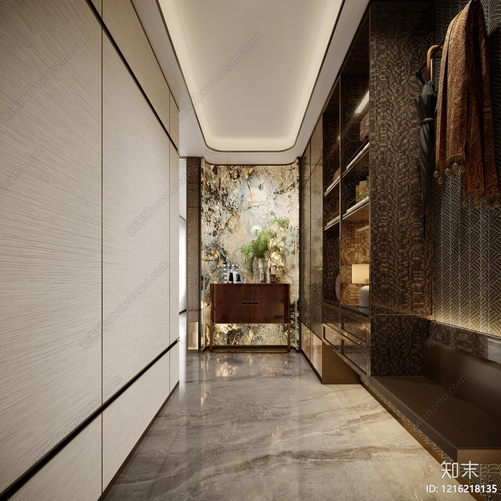 意式轻奢玄关3D模型下载【ID:1216218135】
