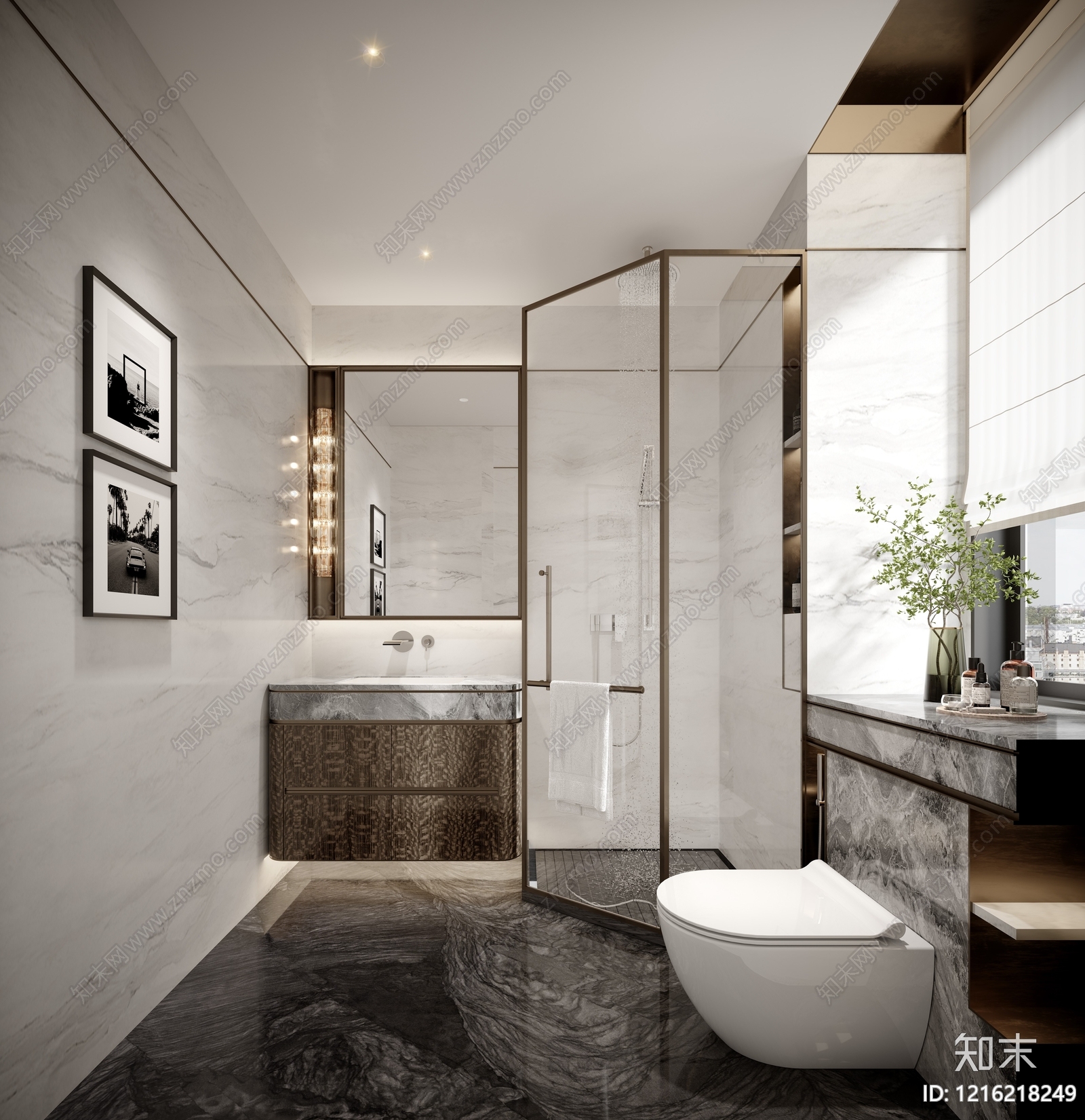 现代轻奢卫生间3D模型下载【ID:1216218249】