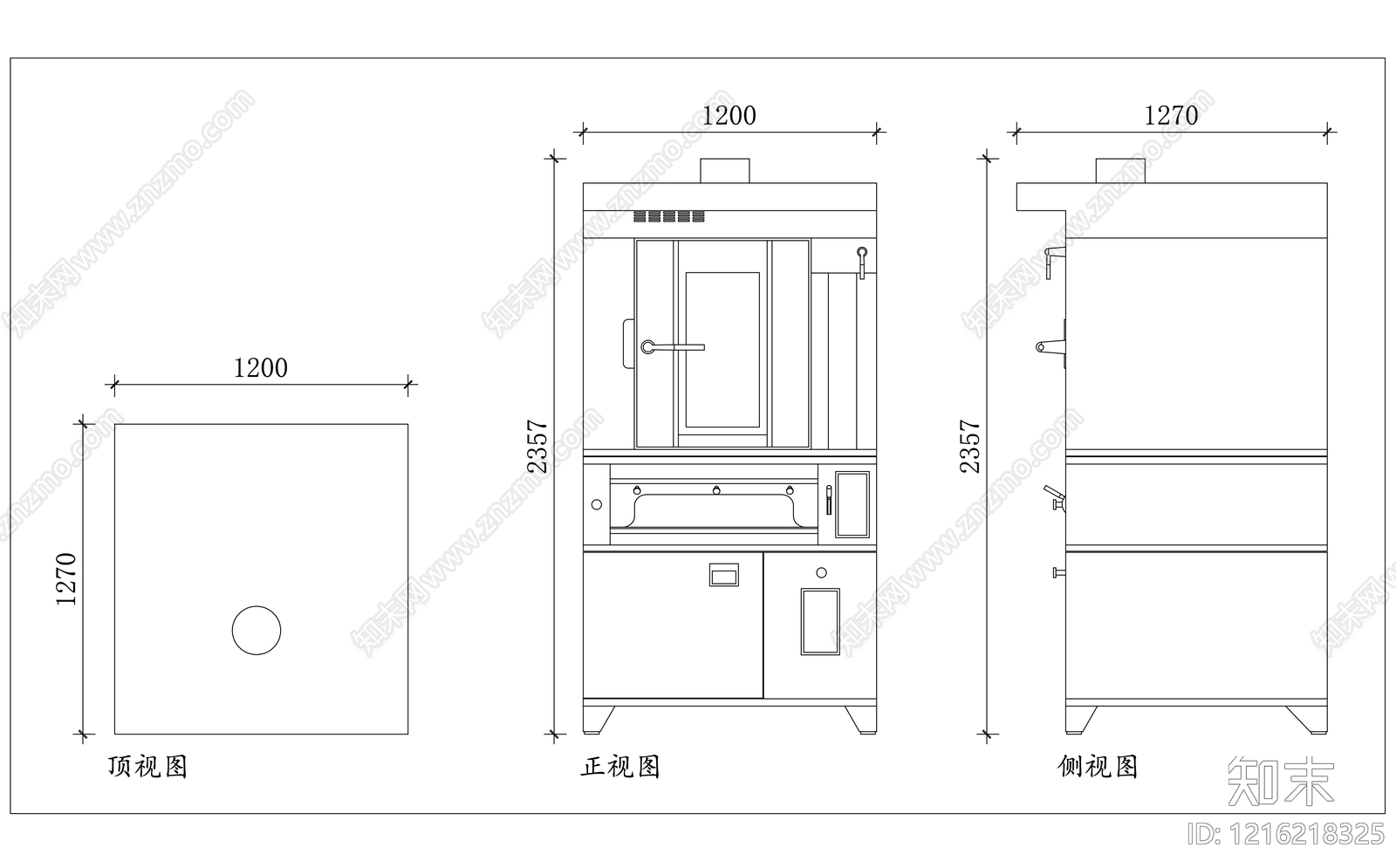 现代厨房设施施工图下载【ID:1216218325】