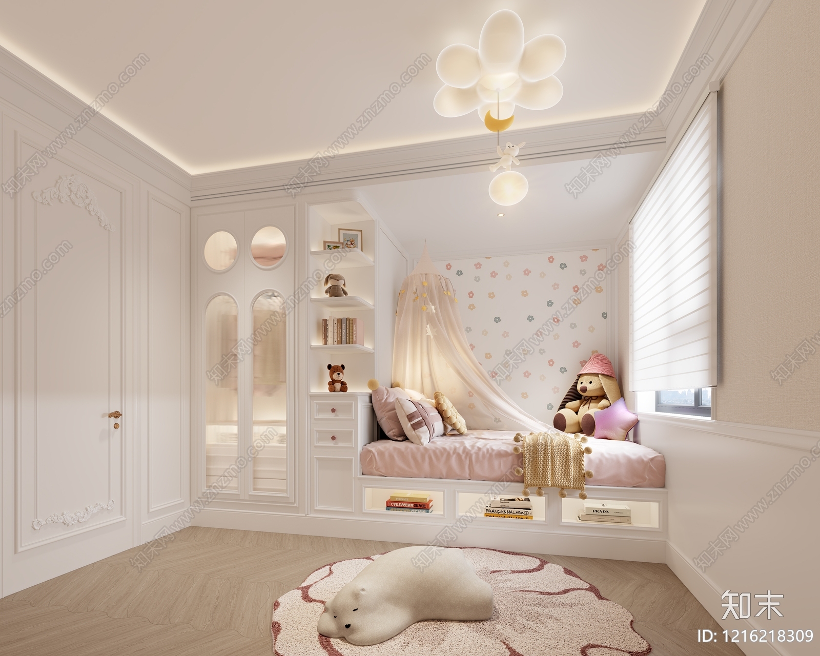 奶油风女孩房3D模型下载【ID:1216218309】