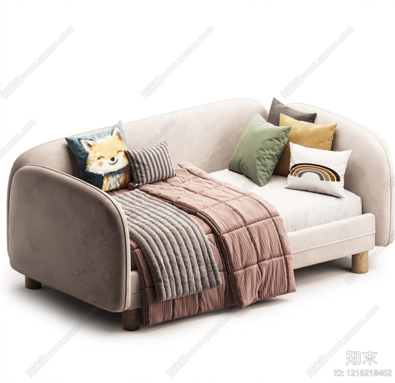 奶油风儿童床3D模型下载【ID:1216218402】