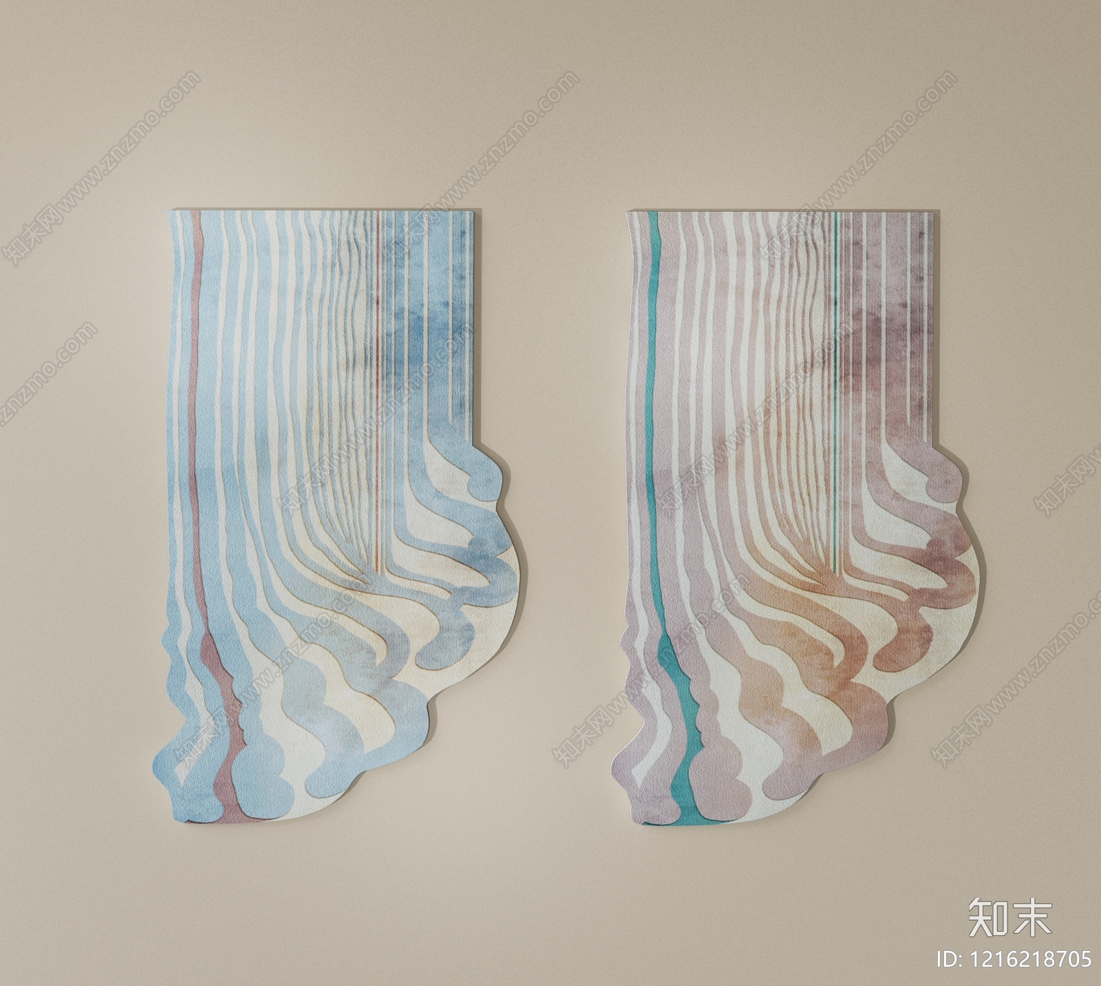 奶油风异形地毯SU模型下载【ID:1216218705】