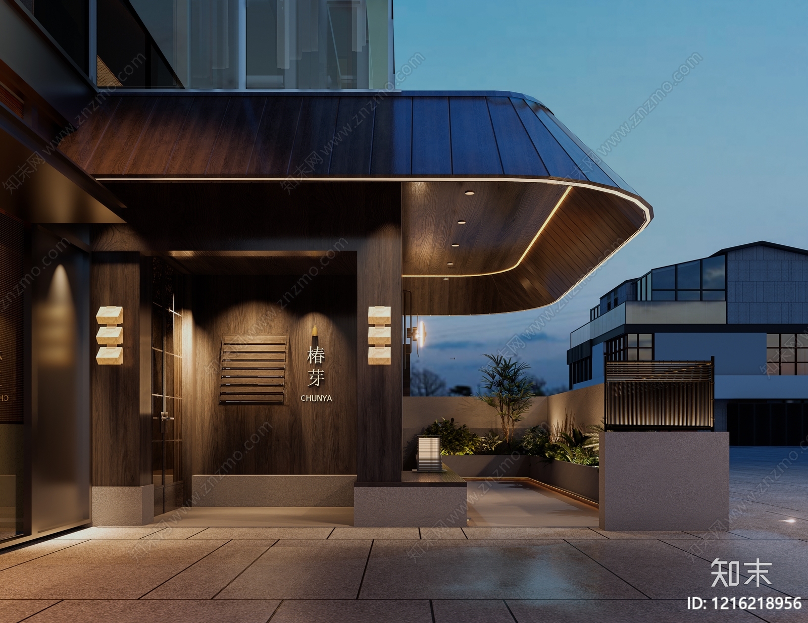 日式餐饮建筑3D模型下载【ID:1216218956】