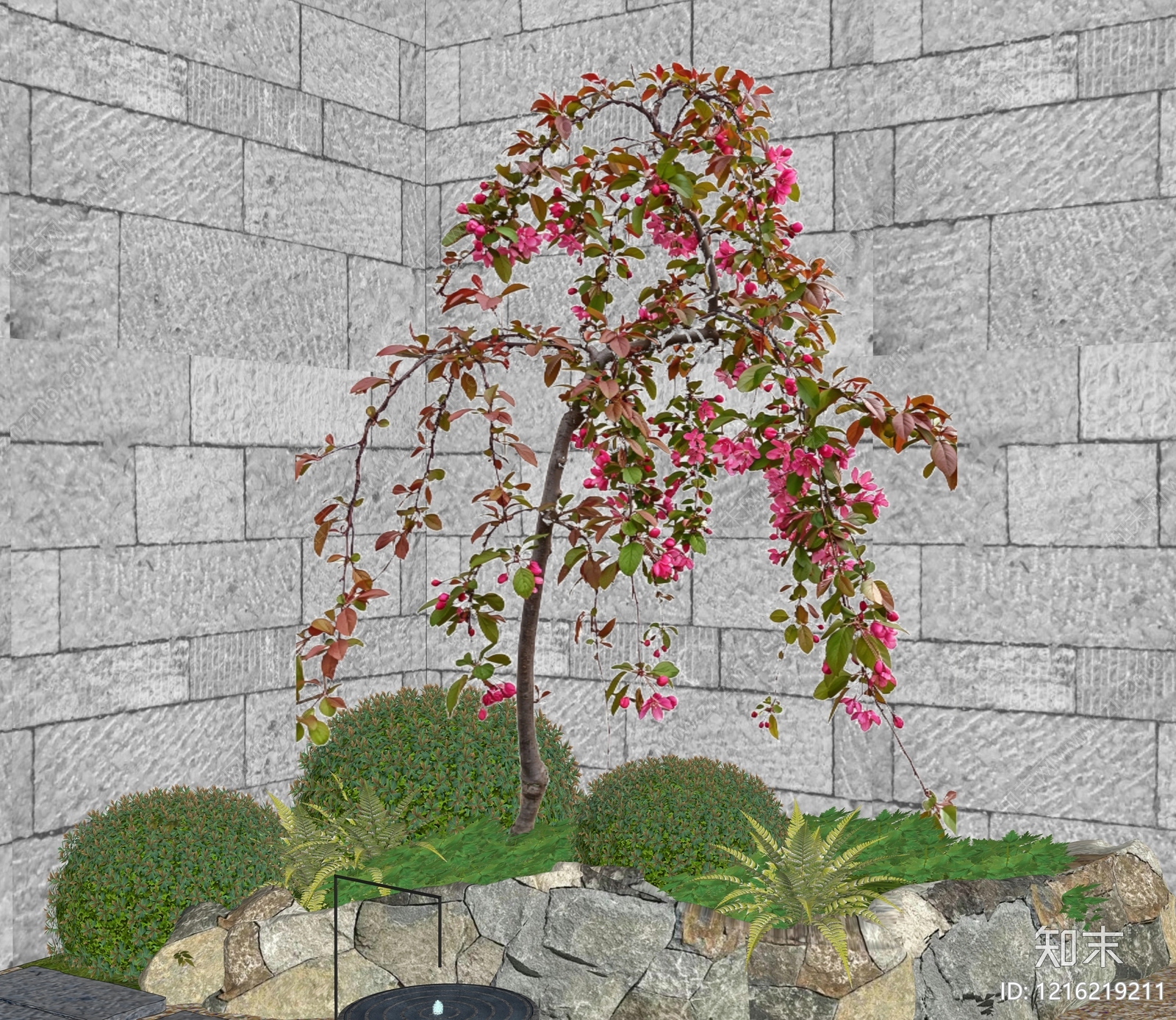 新中式景观乔木SU模型下载【ID:1216219211】