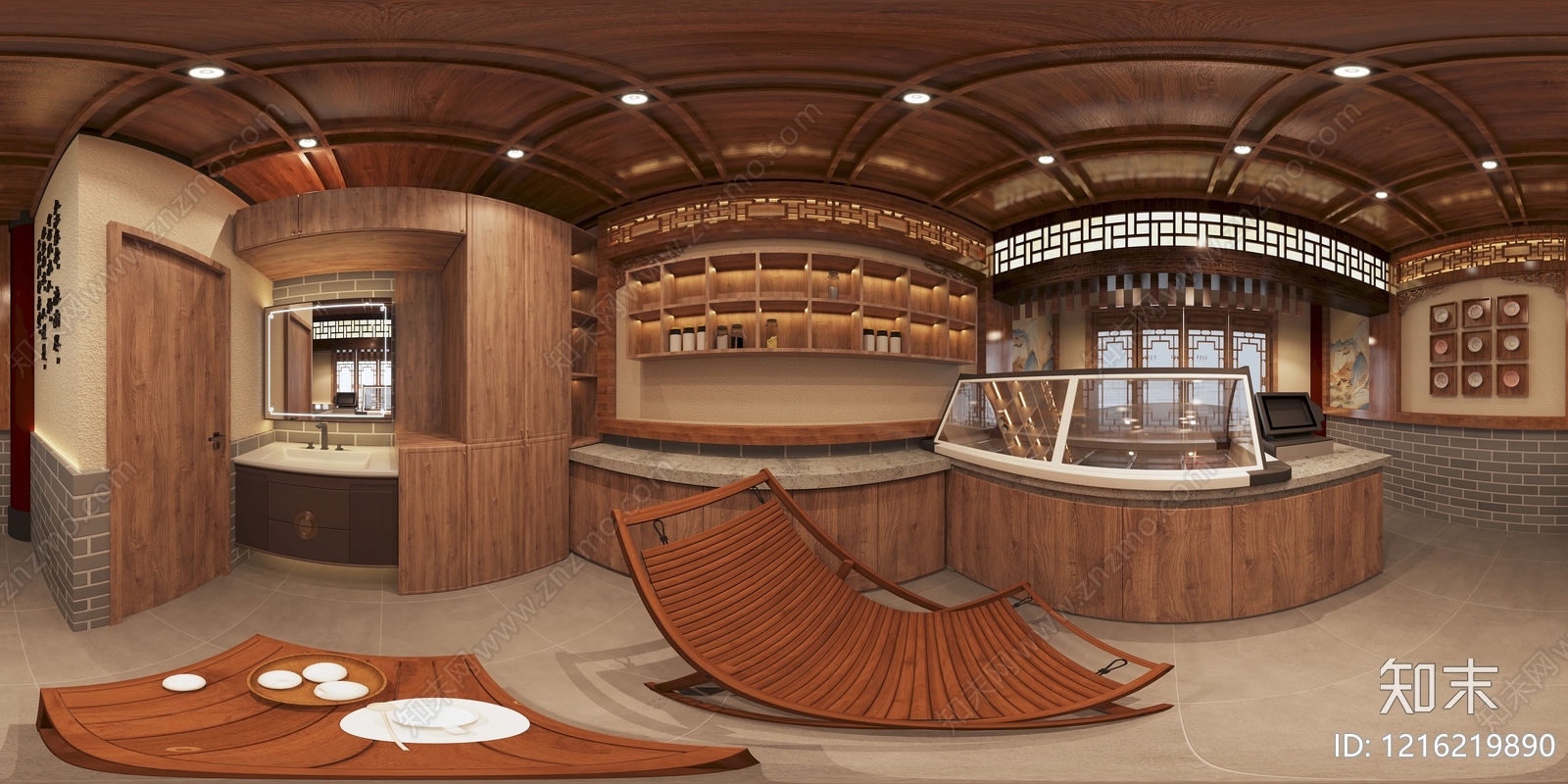 新中式中餐厅3D模型下载【ID:1216219890】