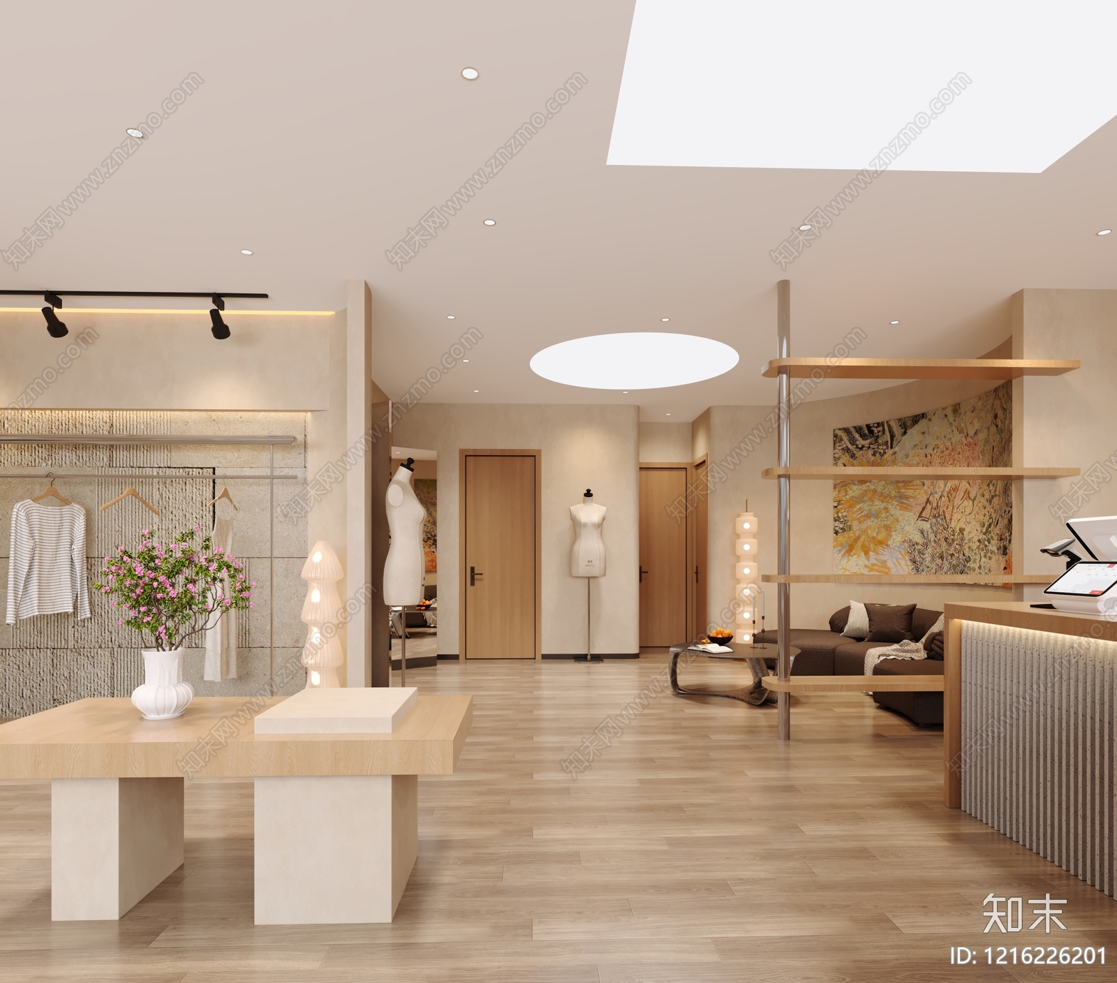 奶油风服装店3D模型下载【ID:1216226201】