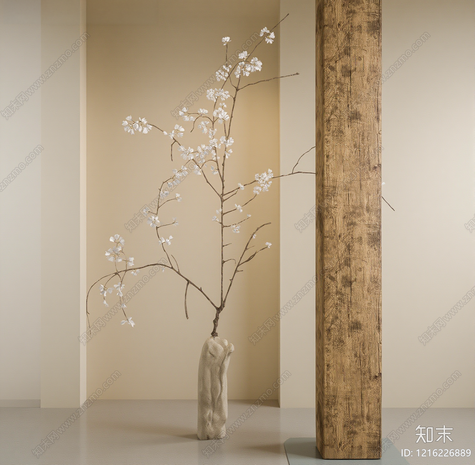 侘寂风花艺SU模型下载【ID:1216226889】