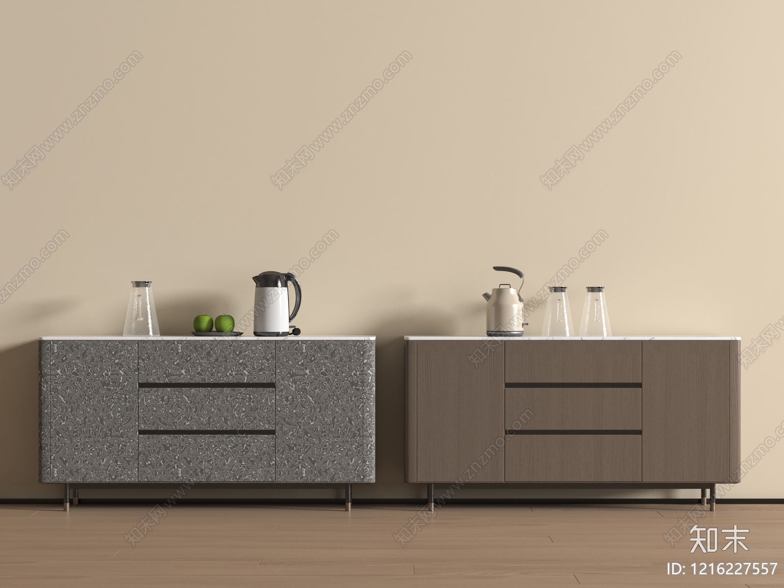 现代简约餐边柜3D模型下载【ID:1216227557】