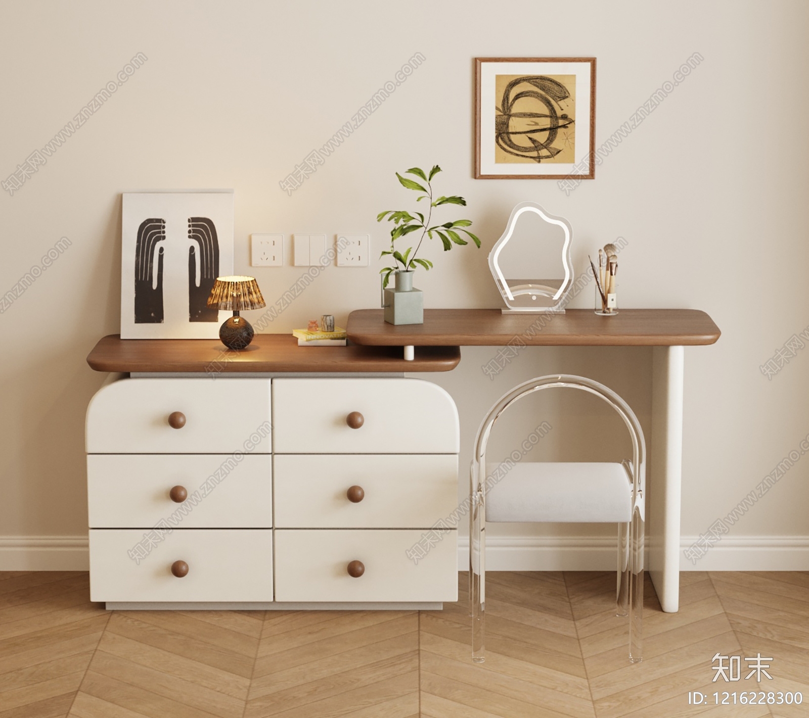 现代梳妆台SU模型下载【ID:1216228300】