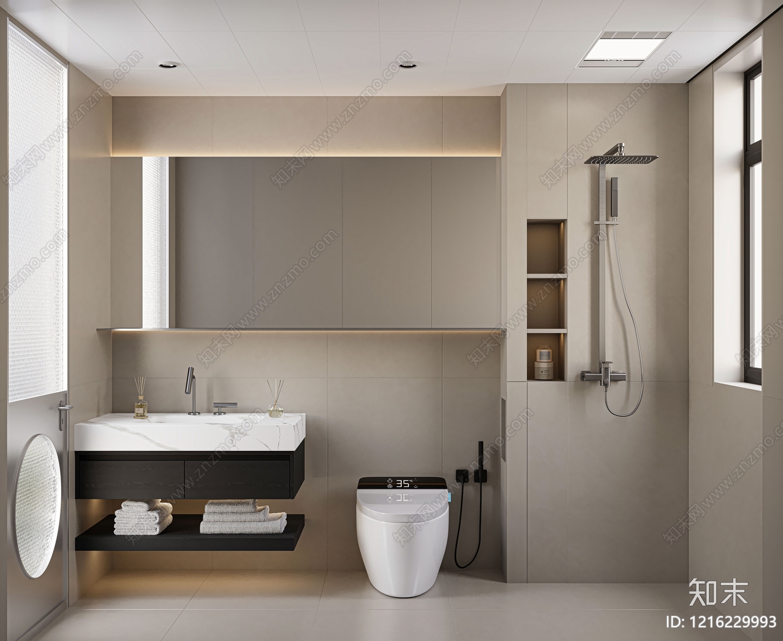 现代简约卫生间3D模型下载【ID:1216229993】
