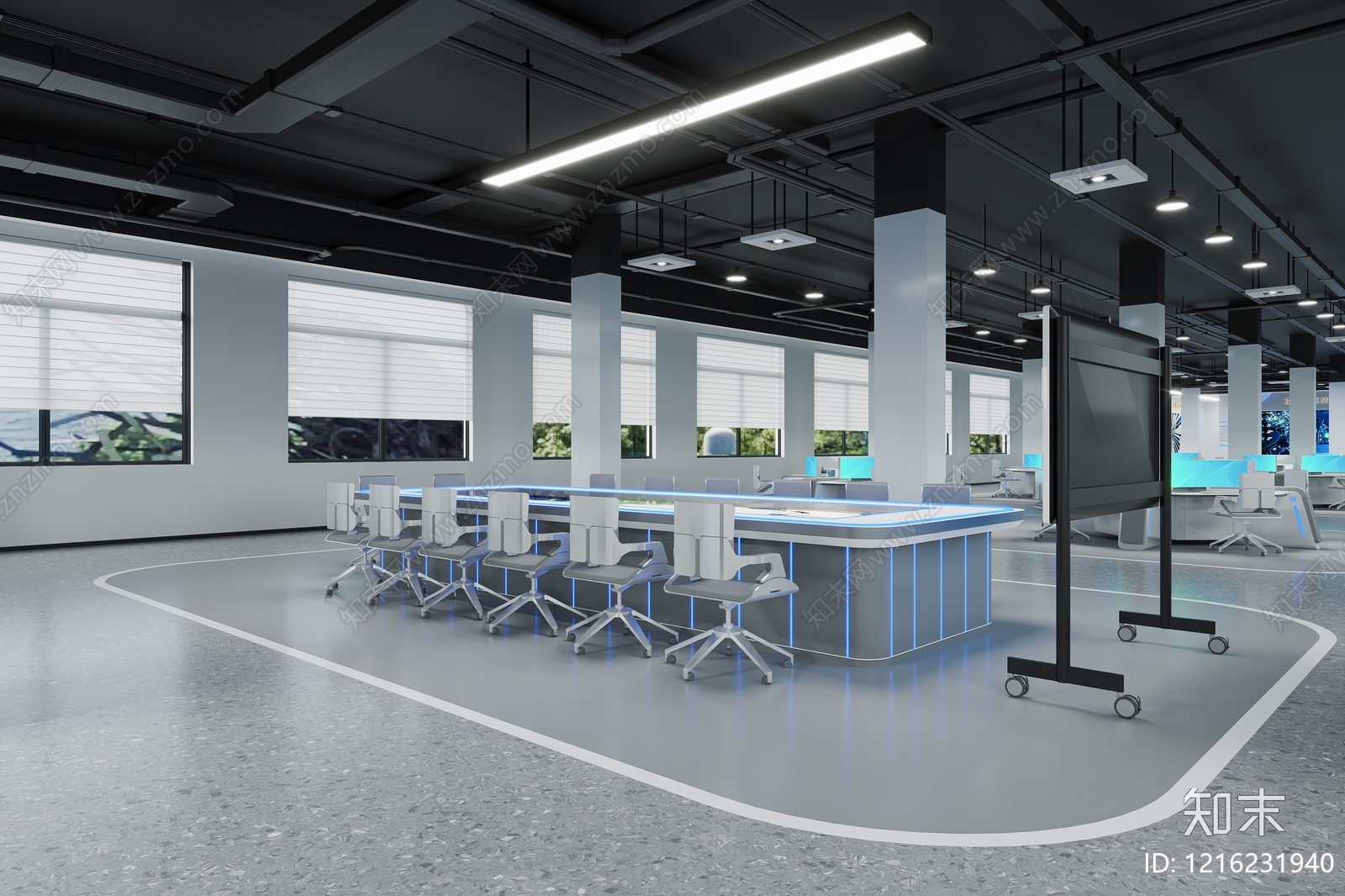 科技感现代简约指挥中心3D模型下载【ID:1216231940】