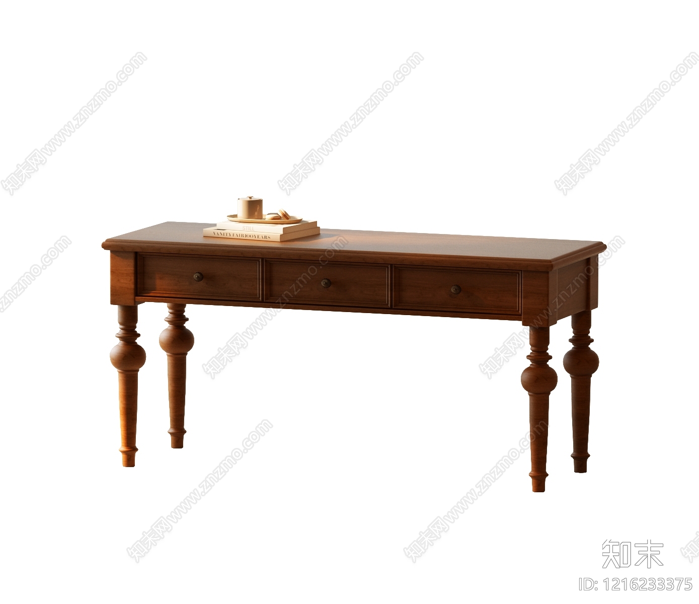 美式复古书桌3D模型下载【ID:1216233375】