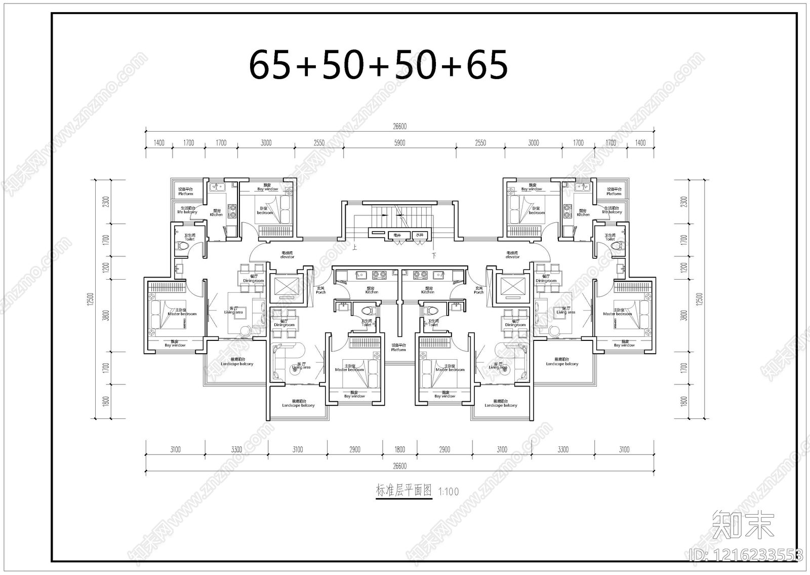 现代住宅楼建筑施工图下载【ID:1216233553】