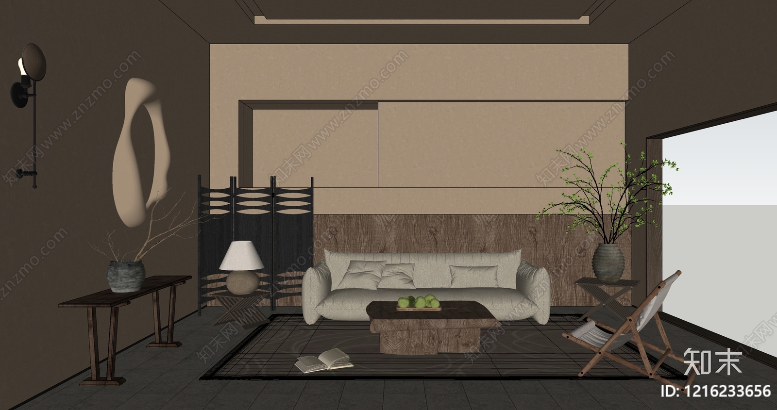 侘寂家居客厅SU模型下载【ID:1216233656】
