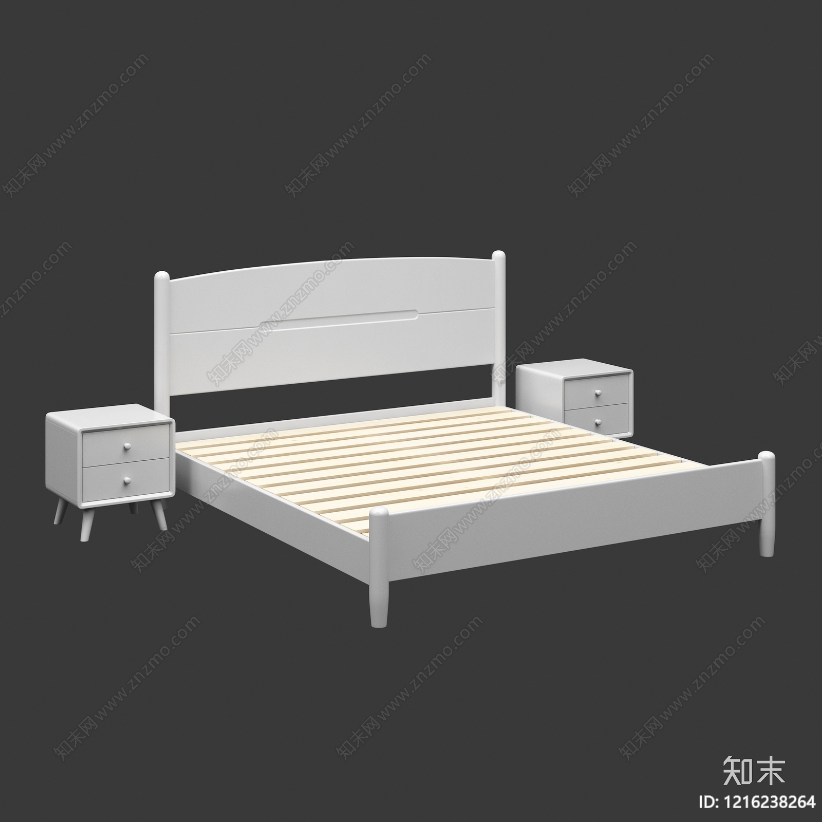 现代简约双人床3D模型下载【ID:1216238264】