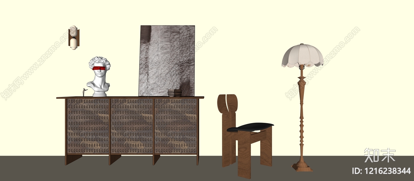 中古风玄关柜3D模型下载【ID:1216238344】