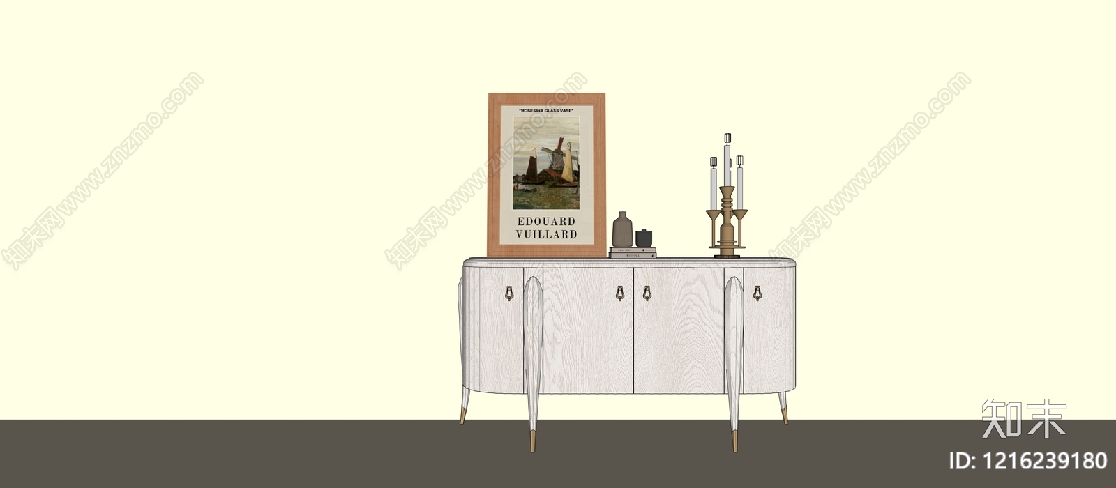 奶油风玄关柜3D模型下载【ID:1216239180】